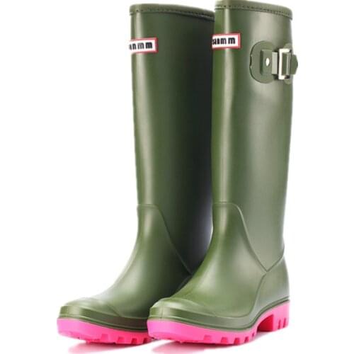2020 Rubber Rainboots Womens Rain Boots Waterproof Matte Knee-High Wellies Wellington Boots for Garden Work Boots