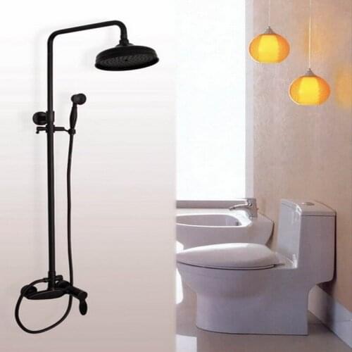 Luxury Oil Rubbed Bronze Wall Mounted Single Handle Bathroom Rain Shower Faucet Set + Handheld Shower ahg049