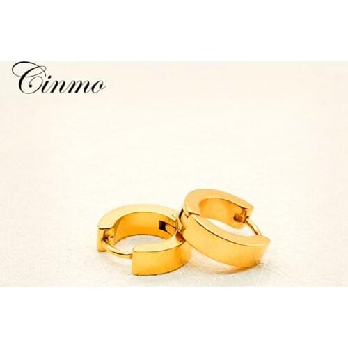 Cinmo Stainless Steel Piercing Earrings Round Punk Statement Hip Hop Stud Earrings For Men Women Wholesale Classic Ear Jewelry