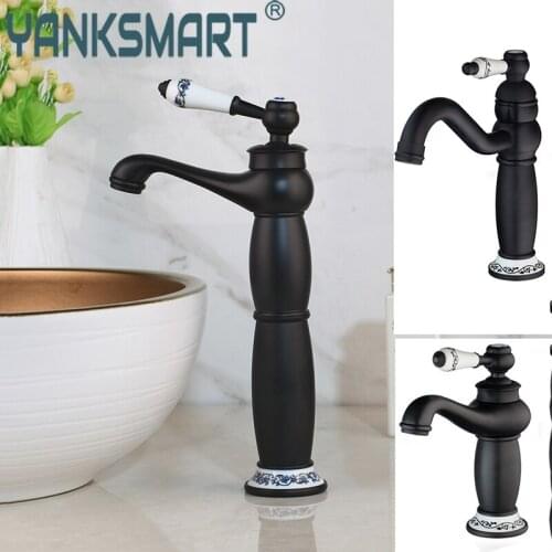 YANKSMART Single Handle Bathroom Basin Faucets Cold/Hot Mixer Basin Sink Tap Black Water Kitchen Faucet Bathroom Accessories