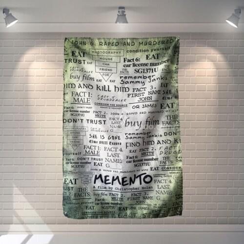 "Memento" Classic Movies Cloth Flag Banners & Accessories Bar Billiards Hall Studio Theme Wall Hanging Decoration