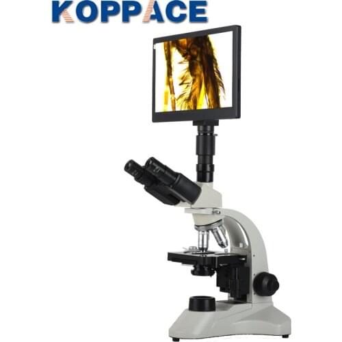 KOPPACE 40X-1600X Trinocular Biomicroscope 2 Million Pixel 9 inchs HD Monitor Biological Research Microscope