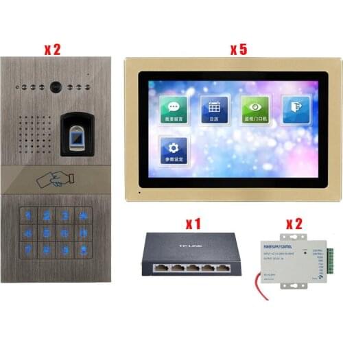 New Arrival Touch Key 7" Video Door Phone Doorbell Video Intercom Entry System + IR RFID Fingerprint Keypad Camera 2V5