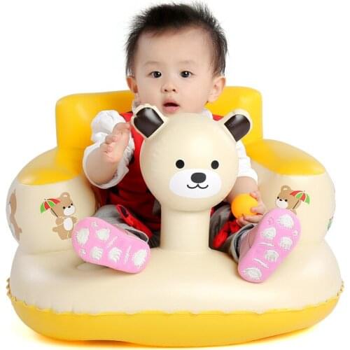 [Funny] Bear Inflatable Baby Chair Bath Room Stools Portable Children Seat Kids Feeding Learn To Sit Play water Games Bath Sofa