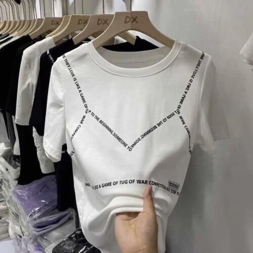 TSXT 2021 New Korean Summer Fashion Casual Personality Trend Printing Temperament Slim Short Sleeve T Shirt