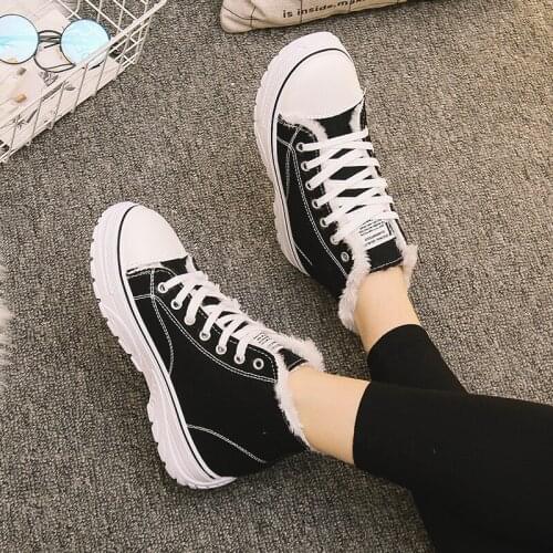 Winter New Promotion Cotton Women Warm Plus Velvet Shoes Female Canvas Shoes Students High Top Women Casual Shoes U12-04