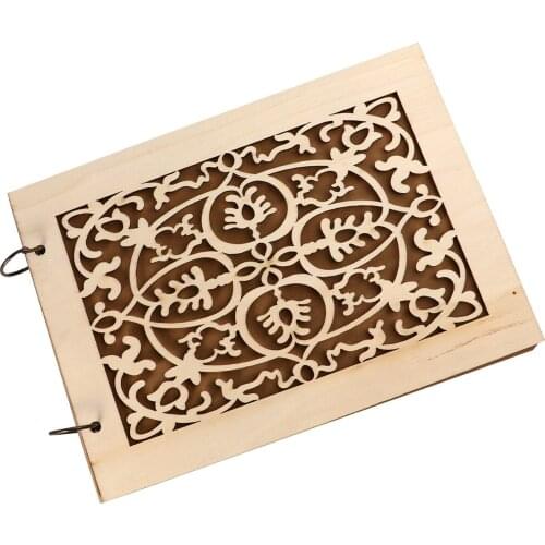 1PC Creative Wedding Guestbook Hollow-out Guest Sign-in Book Carving Wooden Guest Book Wooden Hollow-out Craft Notebook for Wedd