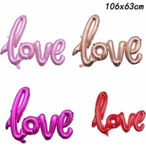 1pc Wedding Decoration Foil Balloons Large Rose Gold Love And Diamond Ring Ballons Birthday Party Decorations kids Adult Toys