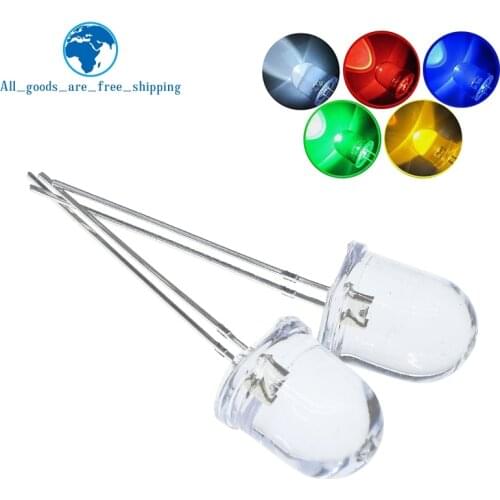 10mm LED 5 Colors Red Blue Yellow Green White Transparent 150mA 0.75W Ultra Bright Round LED Light Emitting Diode Lamp