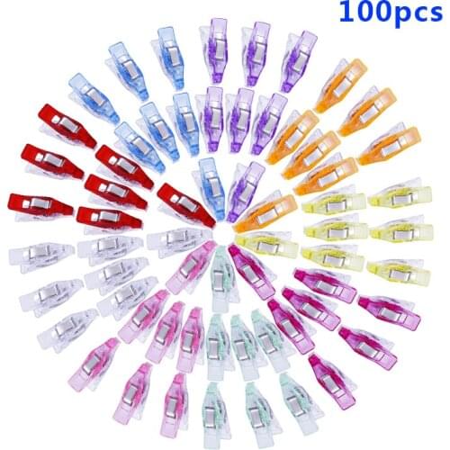 DIY Patchwork 100 Pcs Plastic Multipurpose Craft Clothing Clips Set Colorful Sewing Clips Paper Knitting Garment Clips