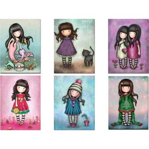 5D Diamond Painting Cartoon Girl Picture Full Square/Round Diamond Embroidery Cross Stitch Gift Kits Home Decor GJ105