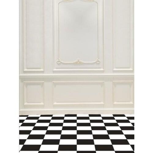 5x7ft White Black Floor Vintage Wall Photography Backdrops Photo Props Studio Background