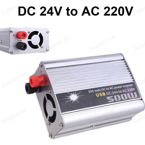 Car Converter 500W DC 24V to AC 220V Modified Silver Power Inverter Adapter USB 5V Output Vehicle Power Supply Charger