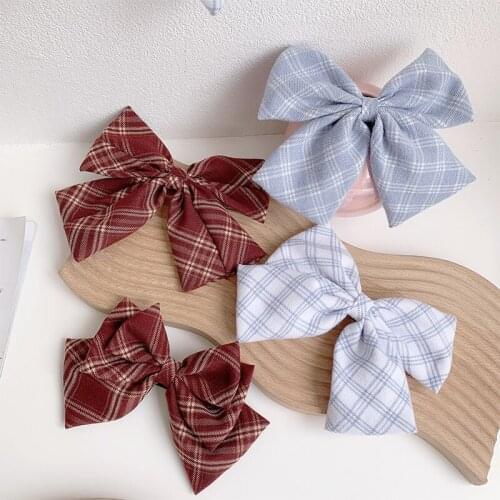 White Blue Wine Red Bow-tie Plaids Bowknot Cloth Alloy Barrettes Hair Clips & Pins Hair Accessories Headwear for Women