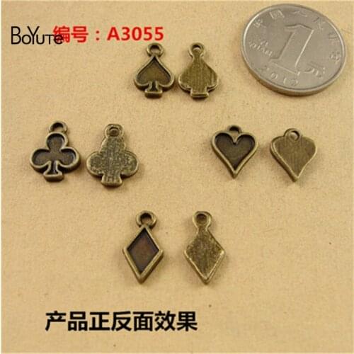 BoYuTe (40 Sets/Lot) 15*8MM Fashion Metal Poker Charms Antique Bronze Plated for Diy Zinc Alloy Charms Bracelet Jewelry Findings