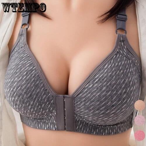 Push Up Bra Women Sexy Bras Underwear Plus Size Seamless Front Closure Wire Free Brassiere Large Soft Gather Bralette 100C Cup