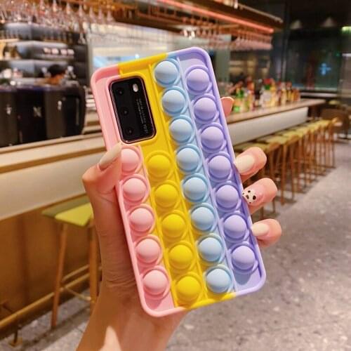 For Huawei P40 P30 Pro Mate 30 40 Honor 20 10 8X 9X 10i 20i Lite NOVA 5T Cover Anti Stress Pop Fidget Toys Silicone Phone Case