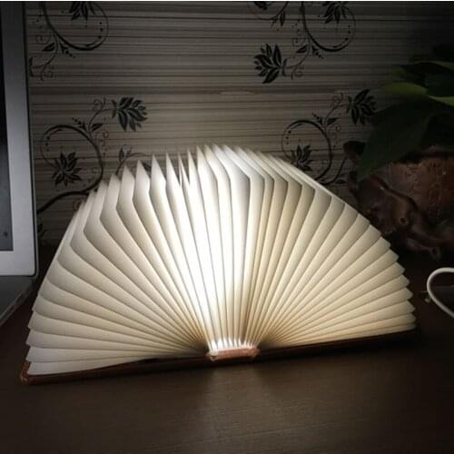 [Seven Neon]5W Wooden Folding Book Light,Magicfly USB Rechargable book Shaped Light Led Desk Table Lamp for Decor