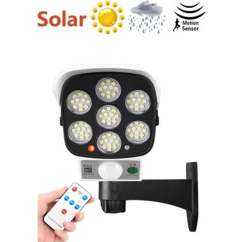Remote solar fake monitor dummy camera Power Outdoor Fence Light Courtyard Garden Led Lamp Waterproof motion sensor wall lightin