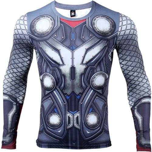 Summer New 3D Printed T Shirts Men Compression Shirt Hero Cosplay Long Sleeve Tops Male Gym Fitness BodyBuilding Clothes