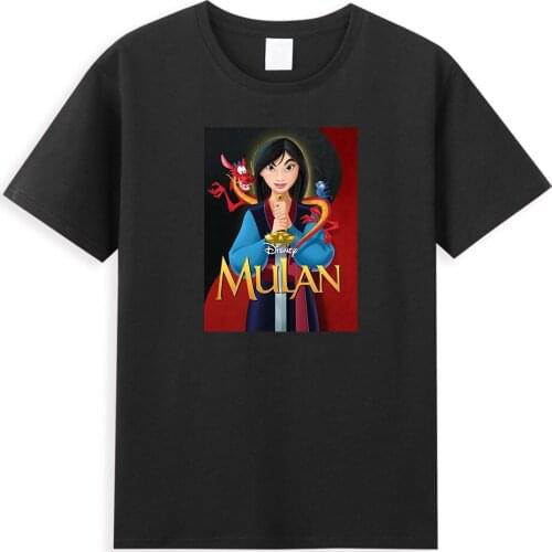 Disney Princess Mulan Graphic T Shirts Street Fashion Brand Top 2021 Summer Cotton Short Sleeve 90s Harajuku Clothes Oversized