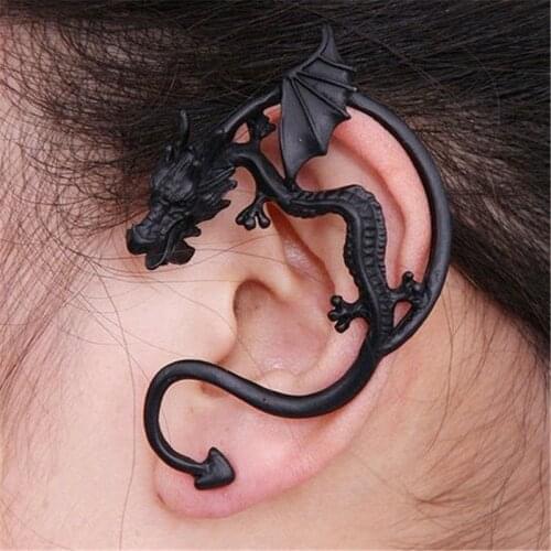 Gothic Rock Punk Dragon cuff Earring Vintage Ear Cuff Earrings For Women Retro Clip Earrings Left Fashion Jewelry 1pcs