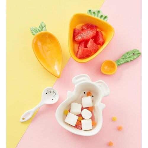 Creative Cartoon Tablewares Childrens Gift Rabbit Carrot Bowl Plate Spoon Cute Lovely Bowls