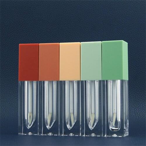 Square Frosted Cap Transparent Bottle Lip Glaze Tube Empty Lipstick Lip Gloss Tubes Cosmetic Diy Packaging Container