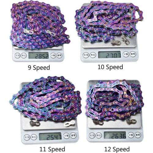 MTB Road Bike Chain 116 Link Semi-hollow Plated Rainbow Multi-Colored 9 10 11 12 Speed Mountain Bicycle Chains for SRAM
