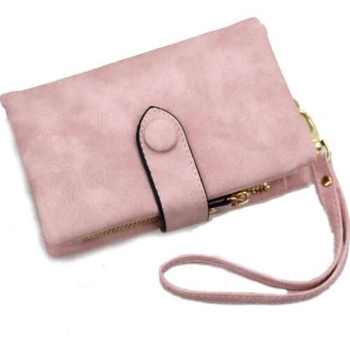 Soft Matte Pu Leather Women Wallet 2021 Wristlet Lady Purse Simple Casual Trifold Female Wallet Short Designer Purse Coin Pocket