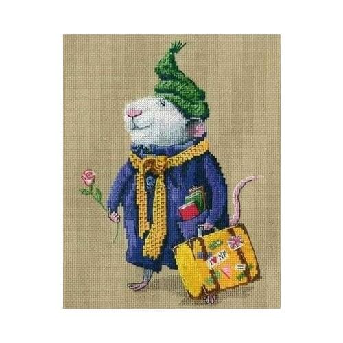 RTO M 798 World Traveling Mouse cross stitch 11CT 18ct 14ct cotton thread embroidery DIY handmade needlework