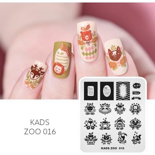 Nail Stamping Plates Cute Animal Design Nail Art Image Plate Bear Fox Panda Pattern Stencil Stainless Steel Nail Stamp Tool