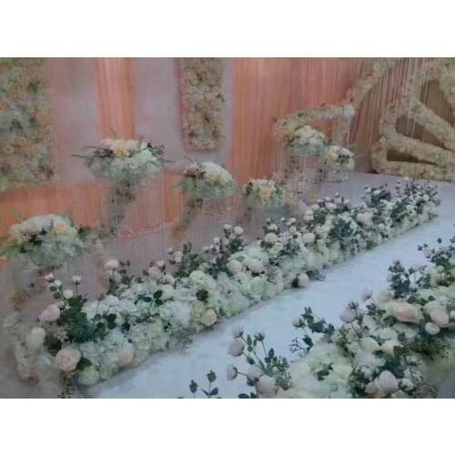 White Flowers strips square canopy flower Wedding Decoration 4M x 24cm flower aisle runner road leads