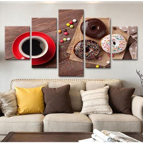 Restaurant Style Poster Kids Room Home Decor Modern Coffee Coffee Beans 5 Set Modular Picture Prints Painting Wall Art Canvas