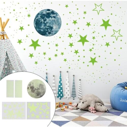 Luminous Moon Star Dot Wall Stickers Fluorescent Wall Stickers Bedroom Decoration