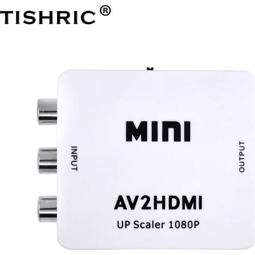 TISHRIC HDMI-compatible RCA AV Male-Female HD 1080P HDMI-compatible Box Video Converter Adapter For Projector TV DVD