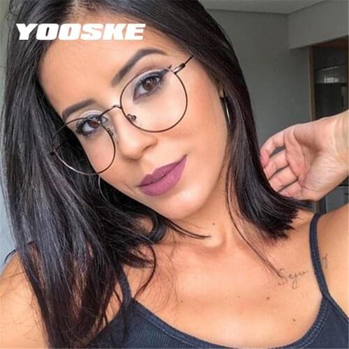 YOOSKE Vintage Round Glasses Frames Women Clear Eyeglasses Men Retro Metal Optical Frame Unisex Spectacles