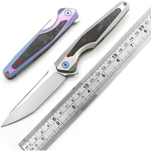 High Quality Outdoor Camping Tactics Battle Flipper Folding Knife S35VN Blade Titanium Alloy + Carbon Fiber Handle EDC Tool