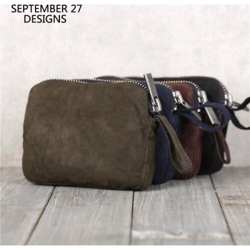 Suede Coin Purses Women Genuine Leather Handmade Top-end Sheepskin Female Key Wallets Coin Pouch Credit Card Money Change Bag