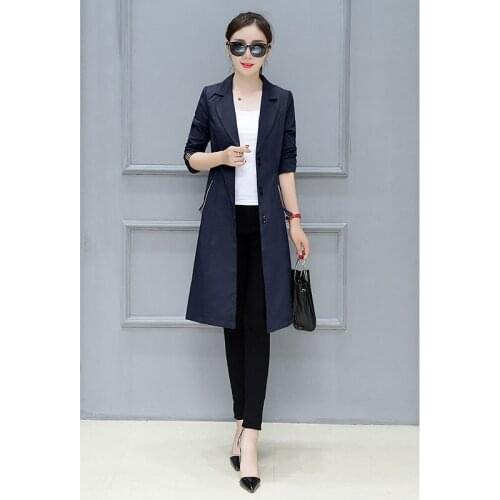 Korean version of the early spring in the long coat female 2019 new temperament womens khaki thin windbreaker A441