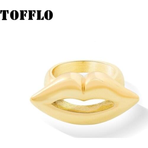 TOFFLO Stainless Steel Jewelry Lip Ring Female Index Finger Ring Exaggerated Sexy Ring BSA119