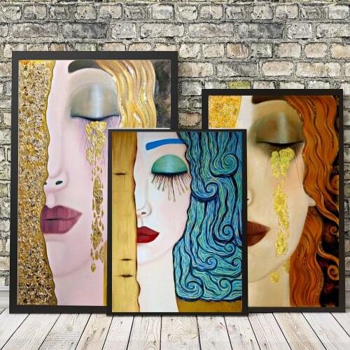 Famous oil painting Klimt hand-painted art decoration painting Gustav Klimt golden tears wall art painting Cuadros picture