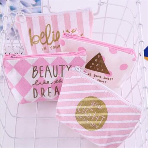 1PCS Mini Womens Purse Coin Holder Wallet Money Bags Canvas Coin Key Card Wallet Zipper Change Case Purses Holder Small Pouch