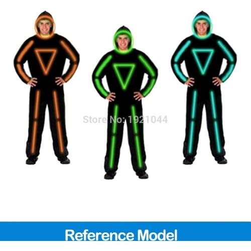 10 Lighting Color Available EL Wire Suits Luminous Rave Costumes Dance DJ Party Supplies DIY Glowing Clothes Material