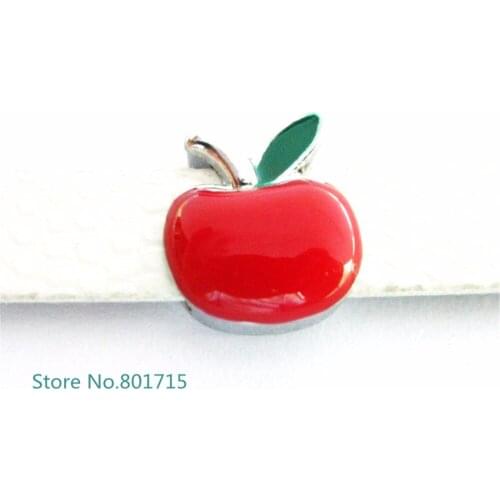 10pcs 8mm red apple Slide Charms Fit Pet Dog Cat Tag Collar Wristband SL466