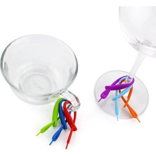 12pcs/set Colorful Silicone Wine Glass Bottle Drink Cup Marker Party Tags Cup Identify Label Random Color