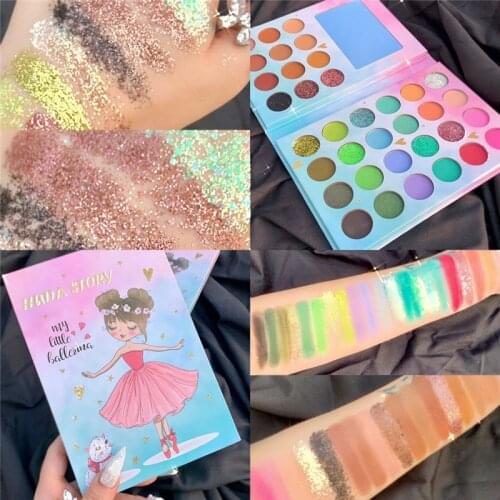 36 Colors My Little Ballerina Matte Glitter Eyeshadow Palette Long lasting Neon Eyeshadow Waterproof Pastels Eye Shadow Pigments