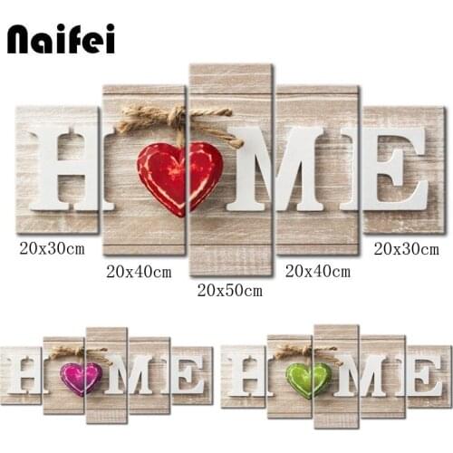 5pcs Full Square/Round Drill 5D DIY Diamond Painting"Home Sweet Home" Multi-picture Combination 3D Embroidery Mosaic Home Decor