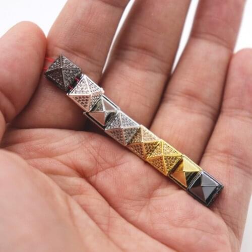 BLUESTAR 2021 New Design Zircon Pave Rhinestones 1mm Hole Bead set Multi Color Ice-Out Cube Pyramid Shape Brass Bead DIY Jewelry