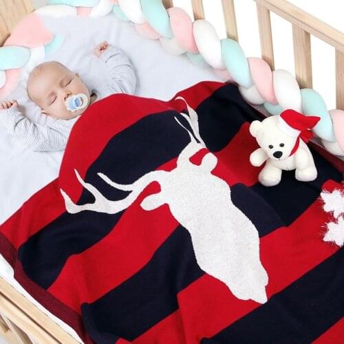 Baby Blankets Monthly Kids Stroller Wrap Christmas Newborn Knitted Cotton Super Soft Deer Blanket Toddler Bedding Infant Swaddle